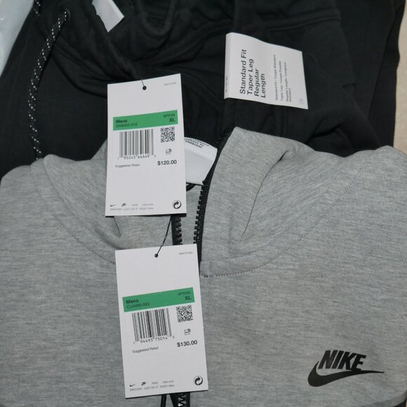 Nike Tech Fleece 2 PC Set Tracksuit Matching Windrunner Sweatsuit Gray/Black NEW - Picture 12 of 13